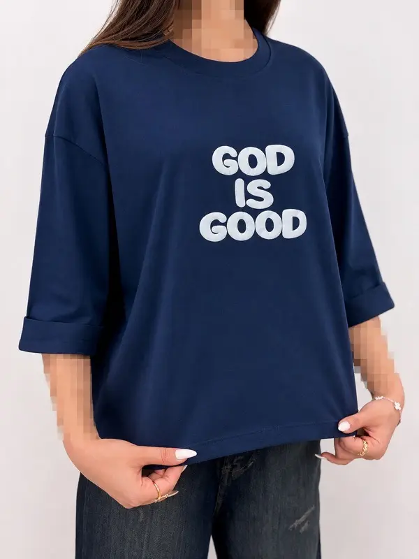 تیشرت باکسی زنانه GOD IS GOOD نخ پنبه رنگی | آلما شاپ