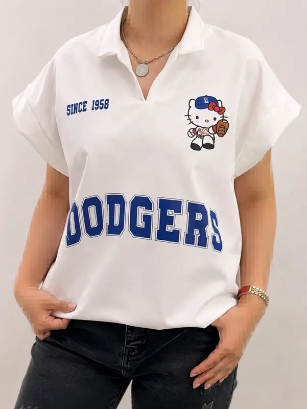 وست زنانه یقه دار طرح Dodgers و کیتی آلما شاپ